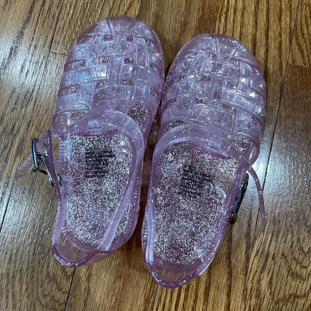 Pink sparkle toddler jelly sandals